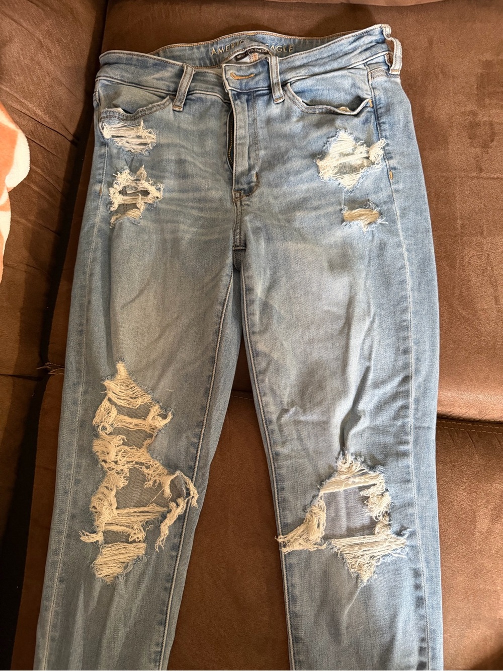 American Eagle Outfitters Light Blue Ripped Skinny Jeans